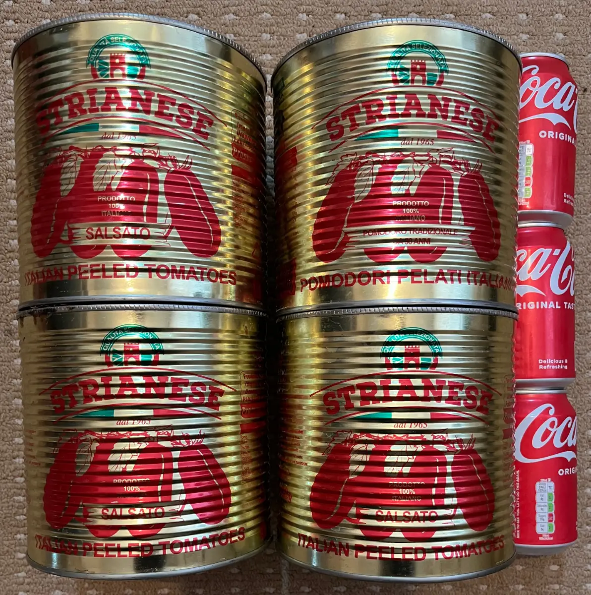 4 x Empty Strianese Metal Tins 2.5kg 15cm Kitchen Storage Plant Pot in VGC