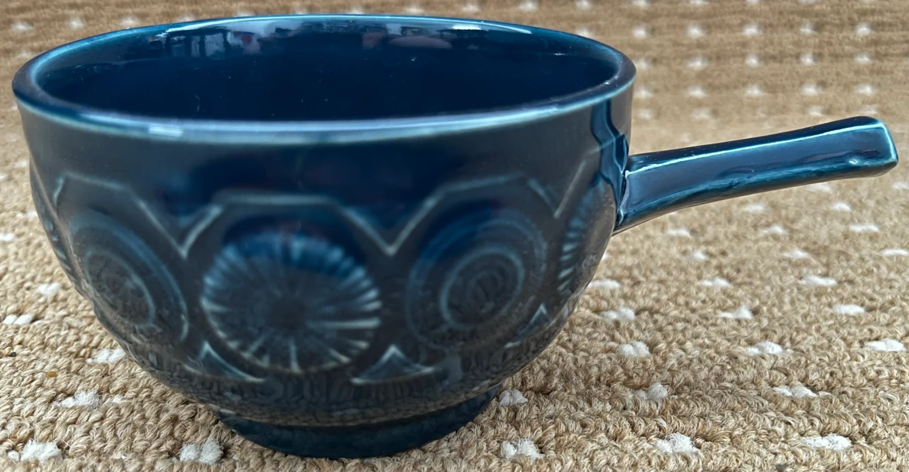 Tams Soup Bowl with Handle Blue Pottery Vintage Retro 1970s in VGC