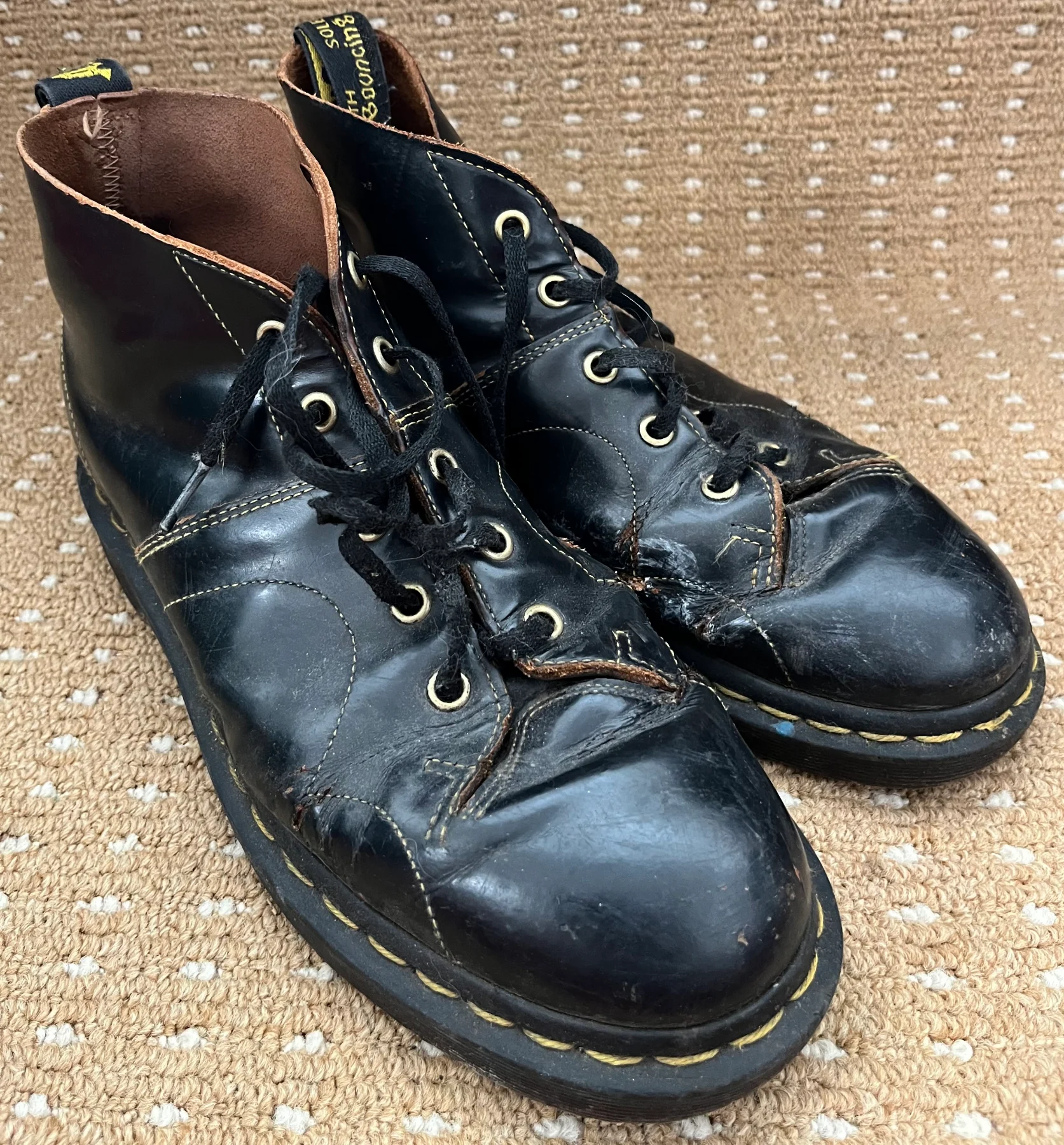 Vintage Made in England Dr Martens 5 Eye Boots Black UK 6 MIE Spares Repair