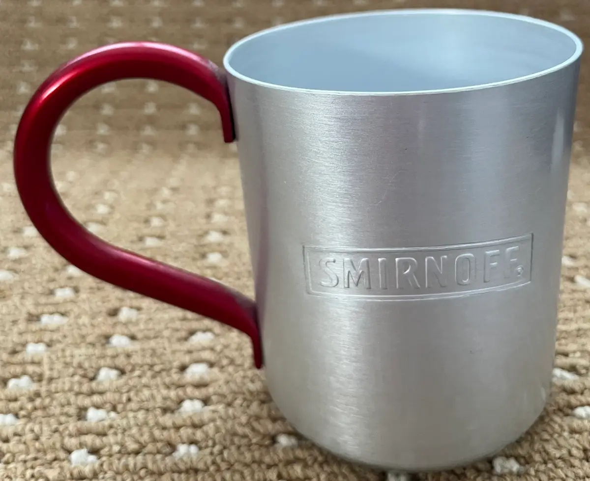 Smirnoff Mule Mug Metal Engraved Rare Vintage Collectible 10cm Silver Red in VGC