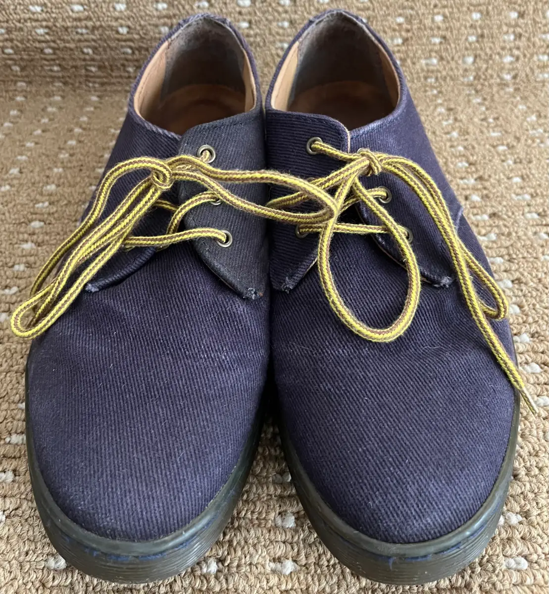 Dr Martens Gizelle Blue Canvas Shoes Size 6/39 Womens 3 Eyelet Oxford Flats VGC