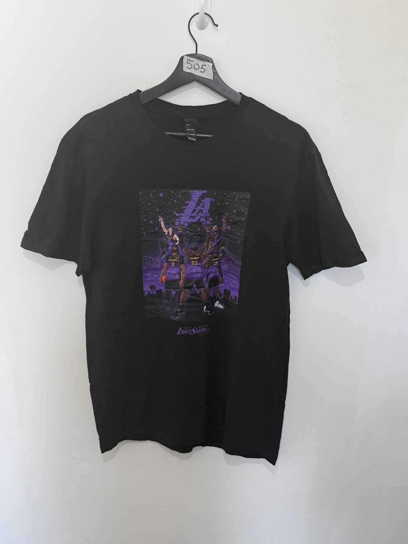 LA Lakers City Edition Lake Show T Shirt Medium M Black LeBron James NBA Graphic