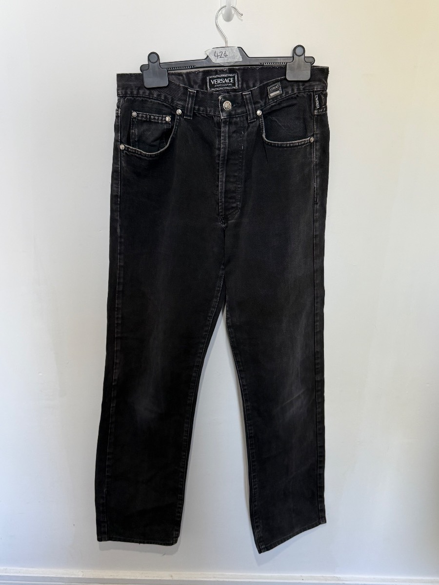 Vintage Versace Jeans Couture Black Faded Denim Jeans Made in Italy W[34] L[33]