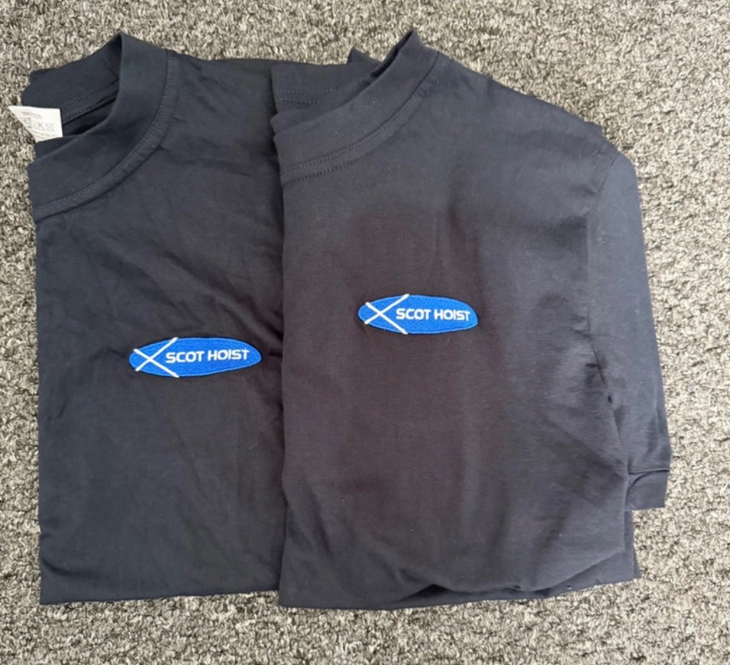 Pair of Black Short-Sleeve T-Shirts – "SCOT HOIST" Logo – Workwear / Casual