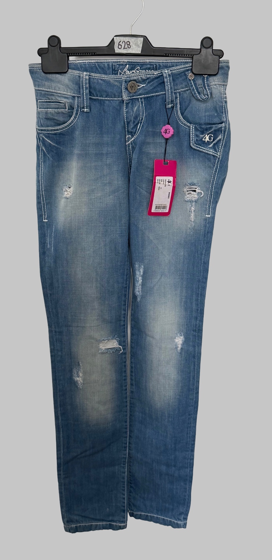 NEW 4G Jeans Women's Size 25 Light Blue Distressed Ripped Denim Pants BNWT Y2K
