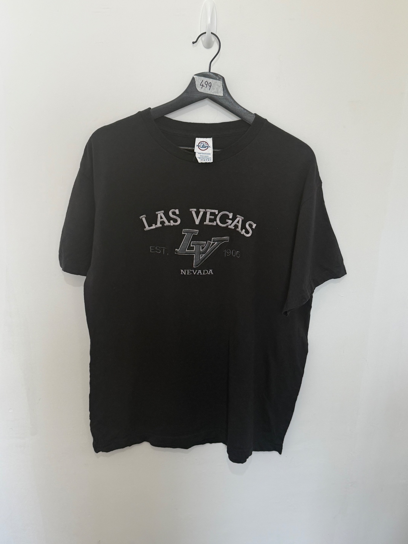 Delta Pro Weight Las Vegas Nevada T-Shirt Size L Black Embroidered Y2K Graphic
