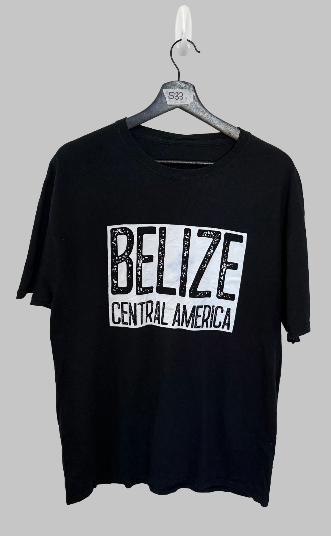 Vintage Belize Central America T Shirt Black Graphic Souvenir Tee Mens Large