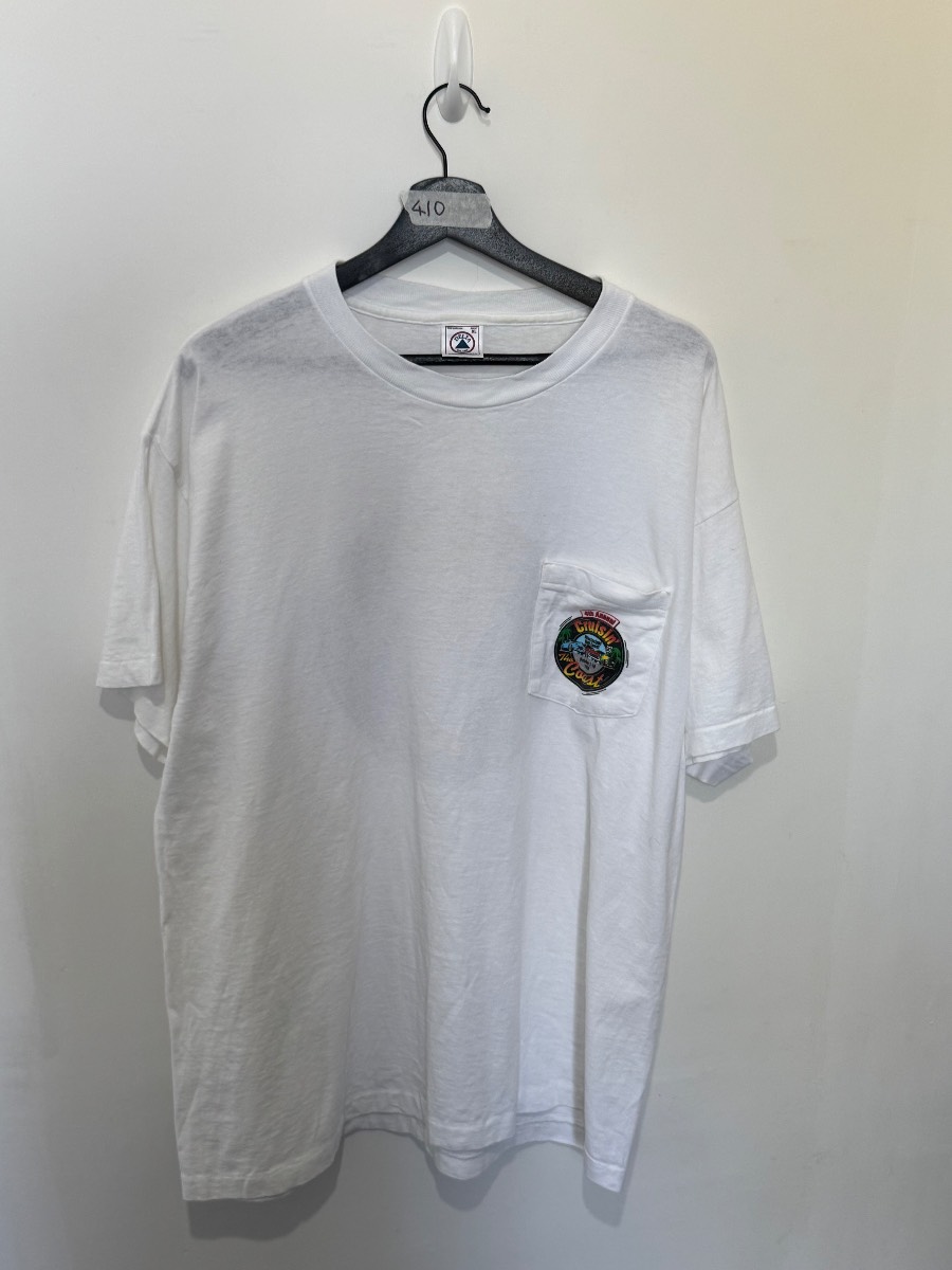 Vintage 1999 Delta Pro Weight T-Shirt Mens XL White Pocket Cruisin The Coast Car
