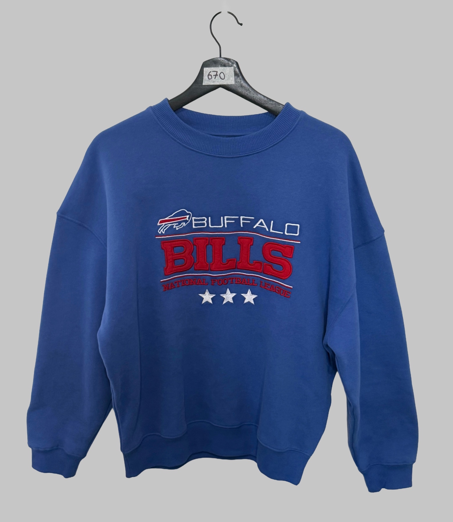 NFL Buffalo Bills Embroidered Sweatshirt Oversized Royal Blue Crewneck