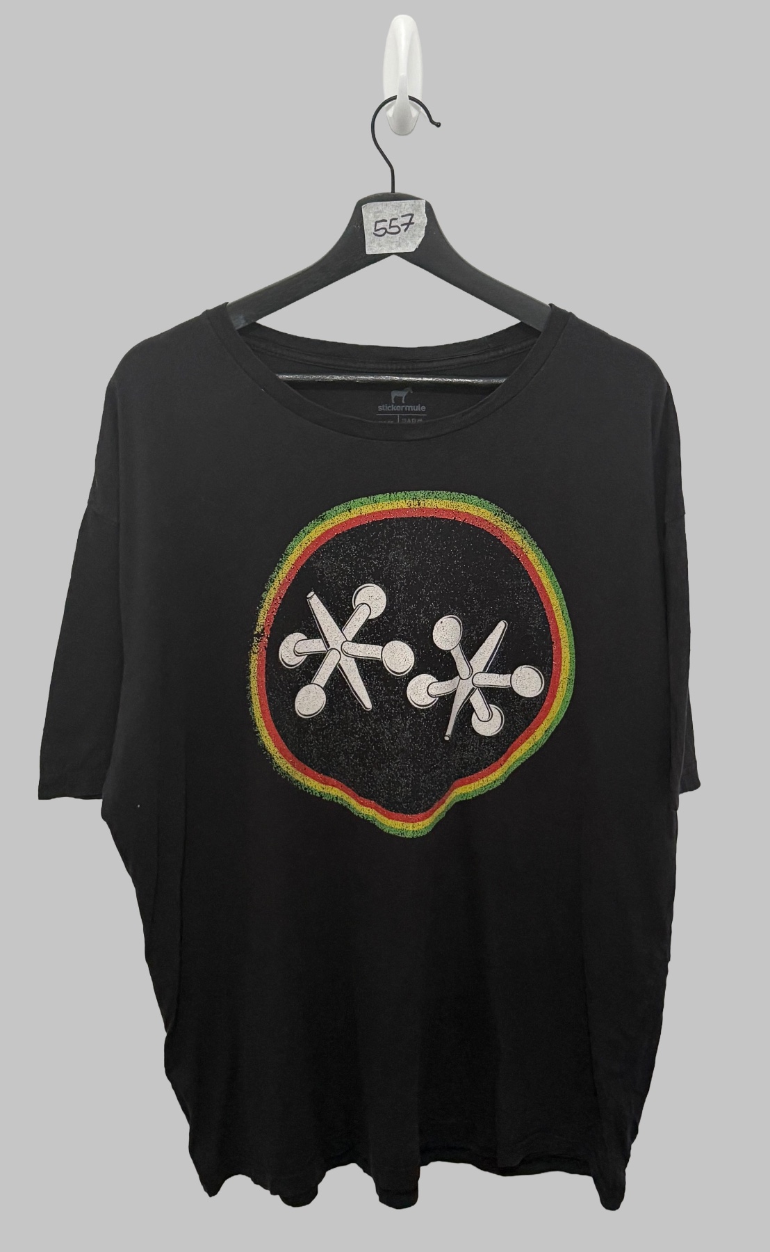 Black Graphic T-Shirt - Vintage Jacks Game Print - Size 2XL (Sticker Mule)