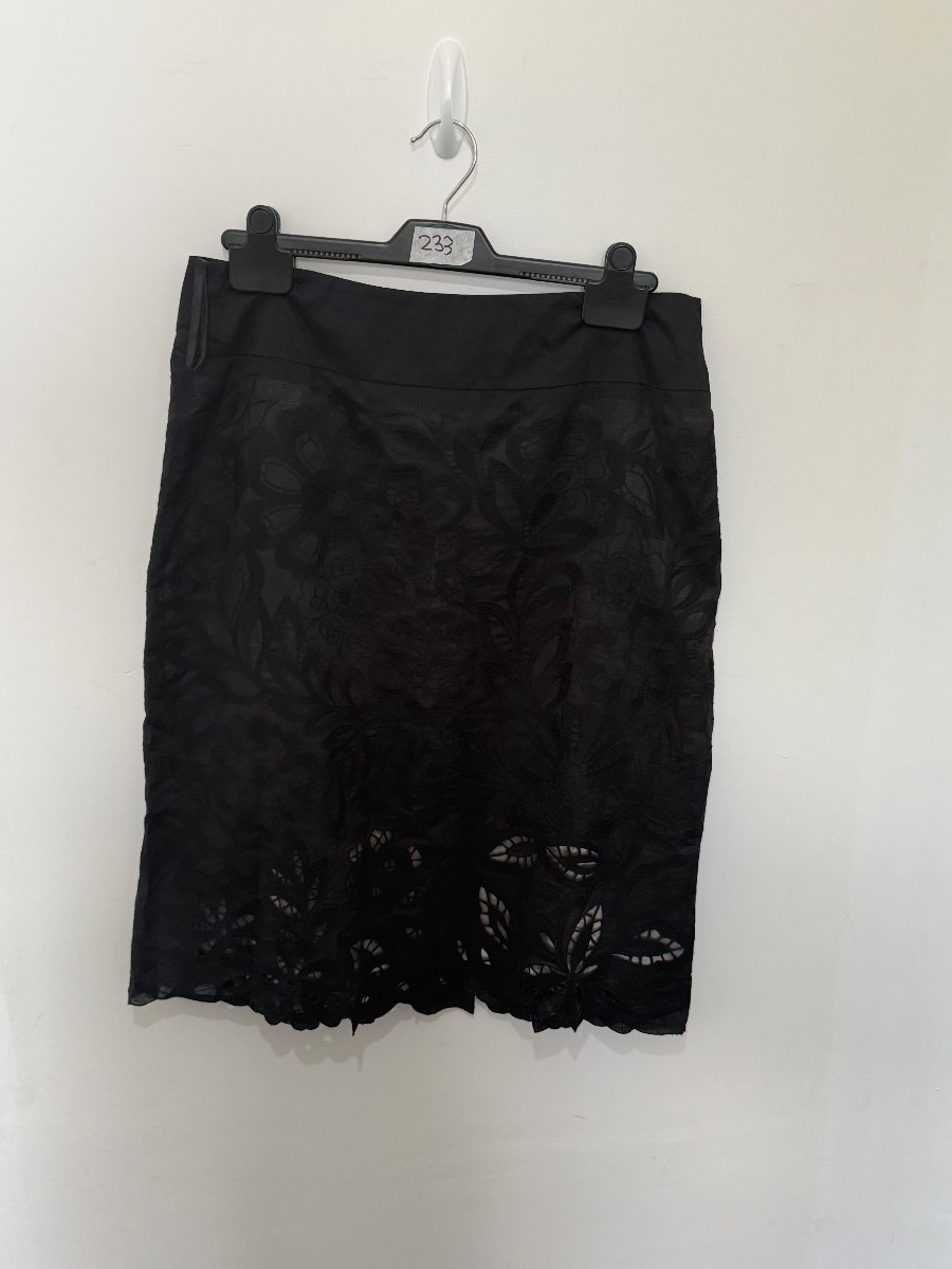 Monsoon Black Floral Embroidered Lace Hem Skirt UK 12 EUR 40 Smart Work Party