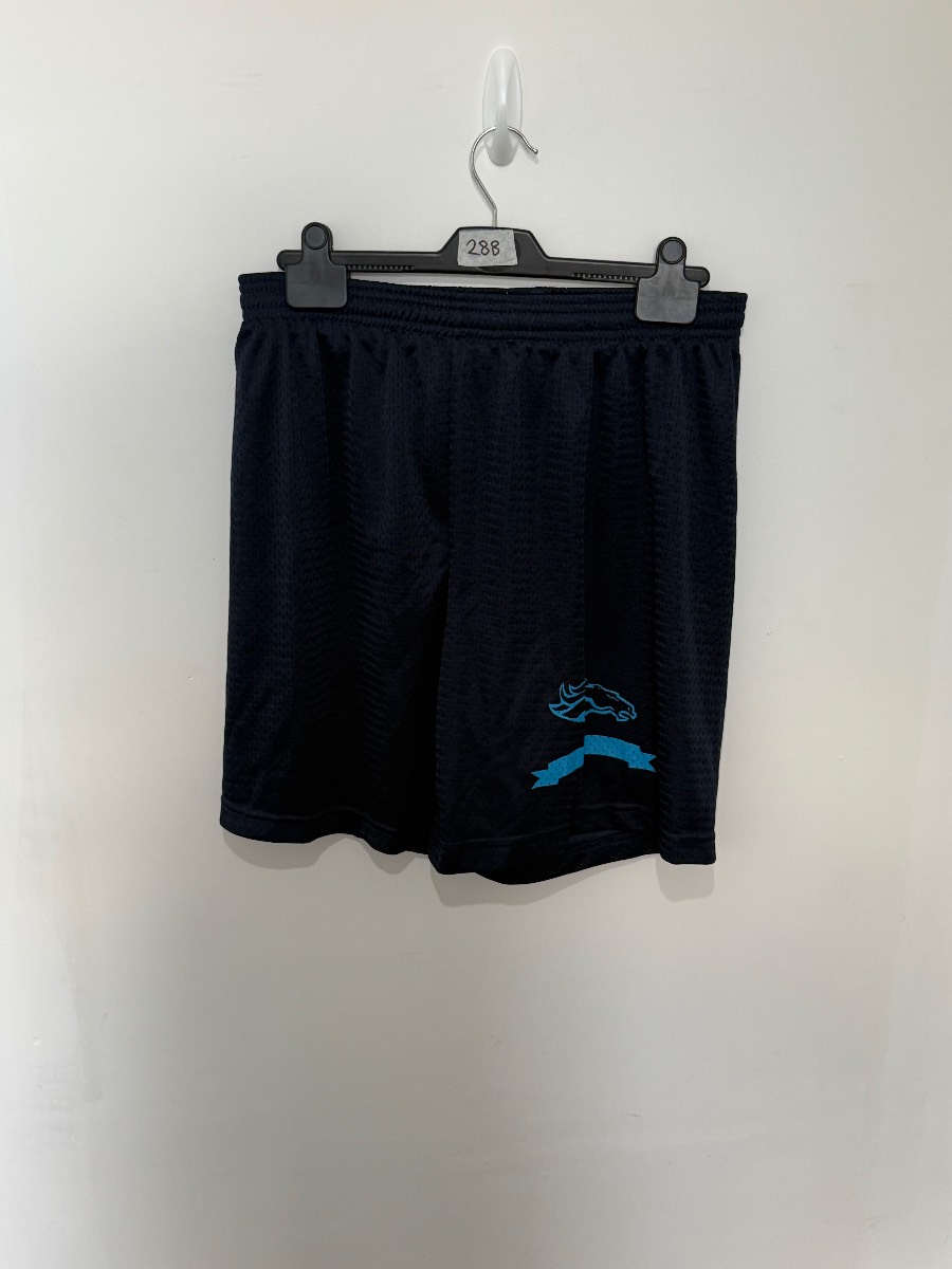 Black Mesh Athletic Basketball Shorts Light Blue Horse Bronco Graphic Gym Size L