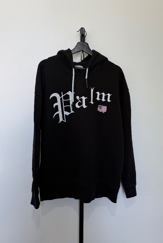 Authentic Palm Angels Black Gothic Logo Hoodie