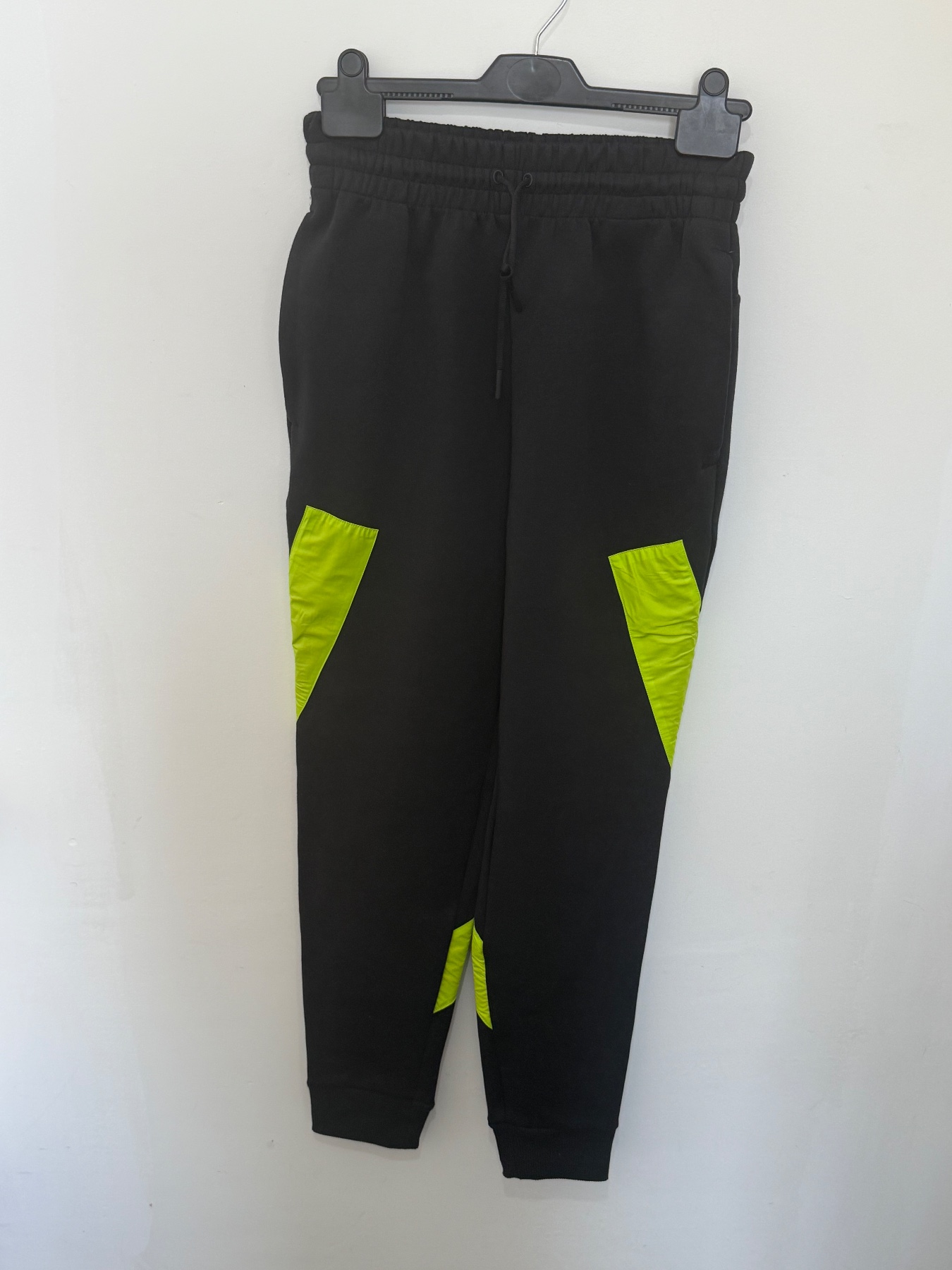 NWT Adidas Mens Black Lime Green Colorblock Joggers Tracksuit Bottoms Size XS