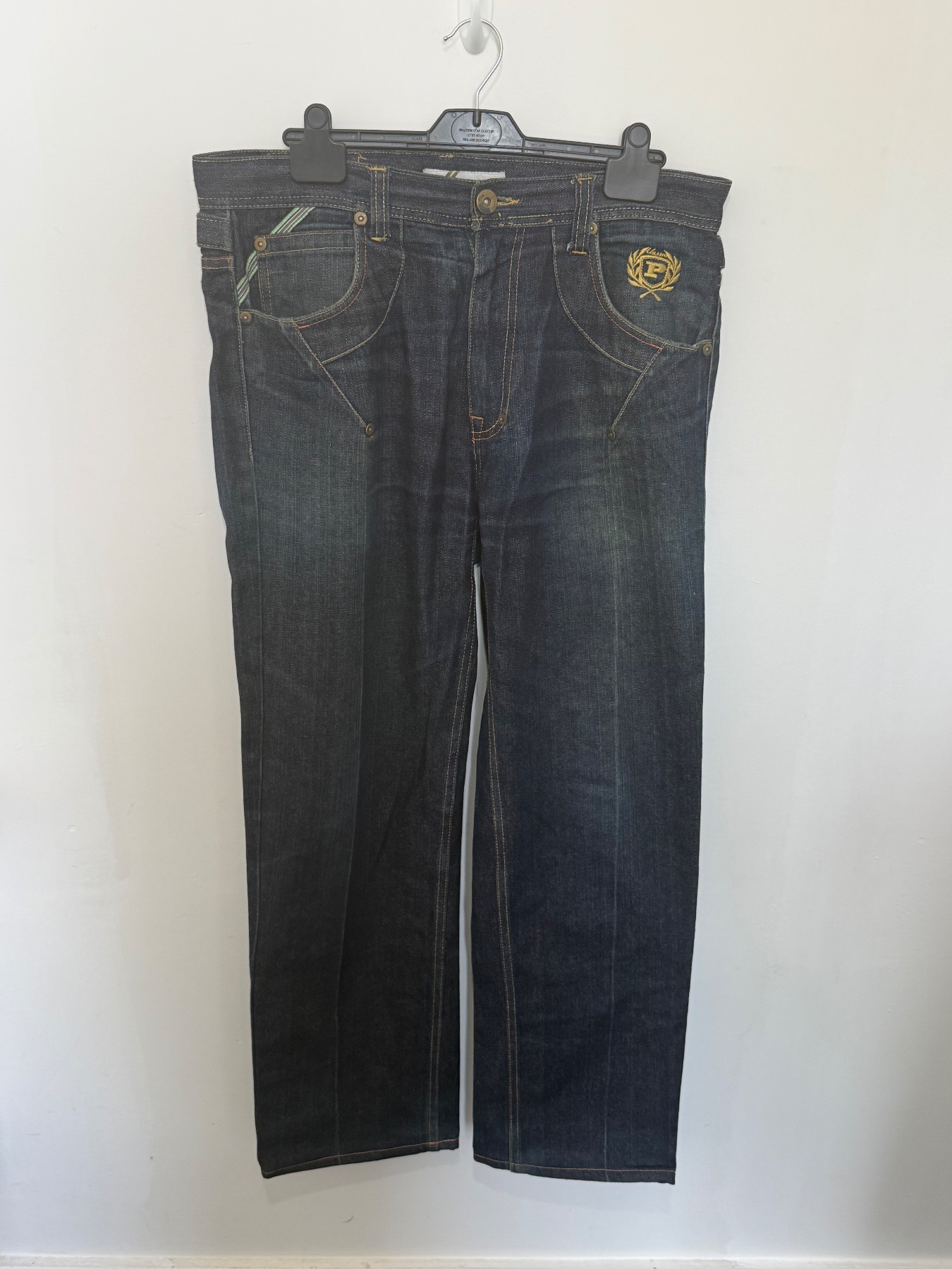 Phat Classic Original Mens Blue Denim Jeans W34 L34 Embroidered Y2K Baggy Loose