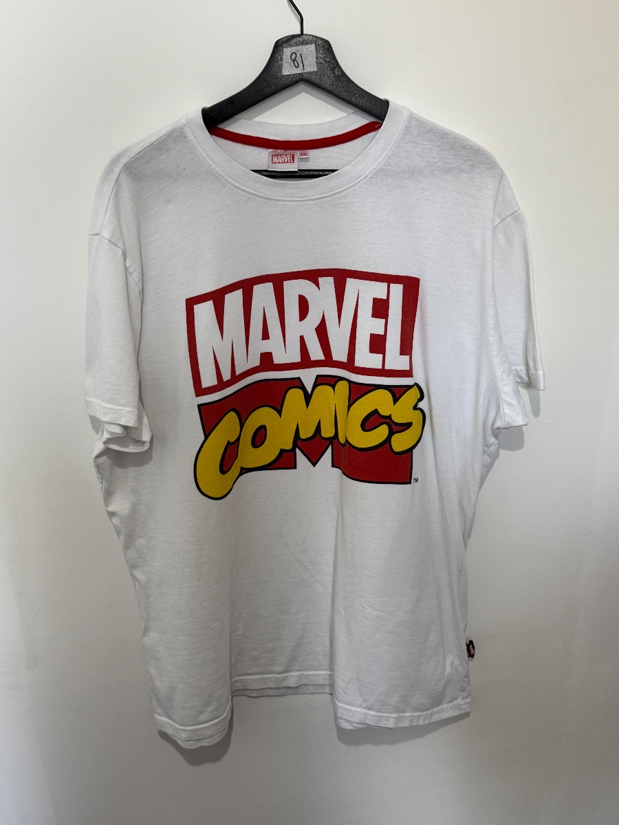 Marvel Comics Logo Graphic T Shirt Mens XXL White Short Sleeve Crew Neck Cotton⁠