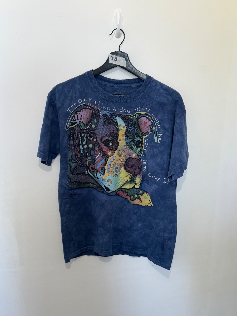 The Mountain Dean Russo Dog T Shirt Small S Navy Blue Tie Dye Pitbull Pop Art 2014