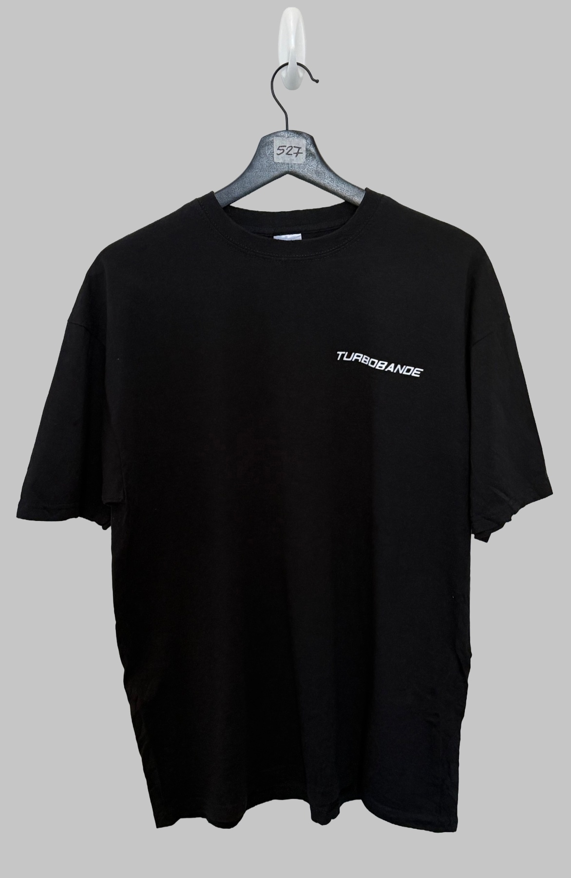 TURBOBANDE Black Graphic T-Shirt - White Logo Print Front & Back