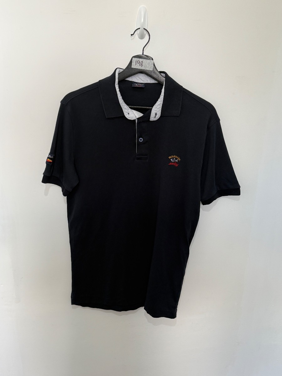 Paul & Shark Yachting Mens Black Polo Shirt Size M Made In Italy Embroidered Logo