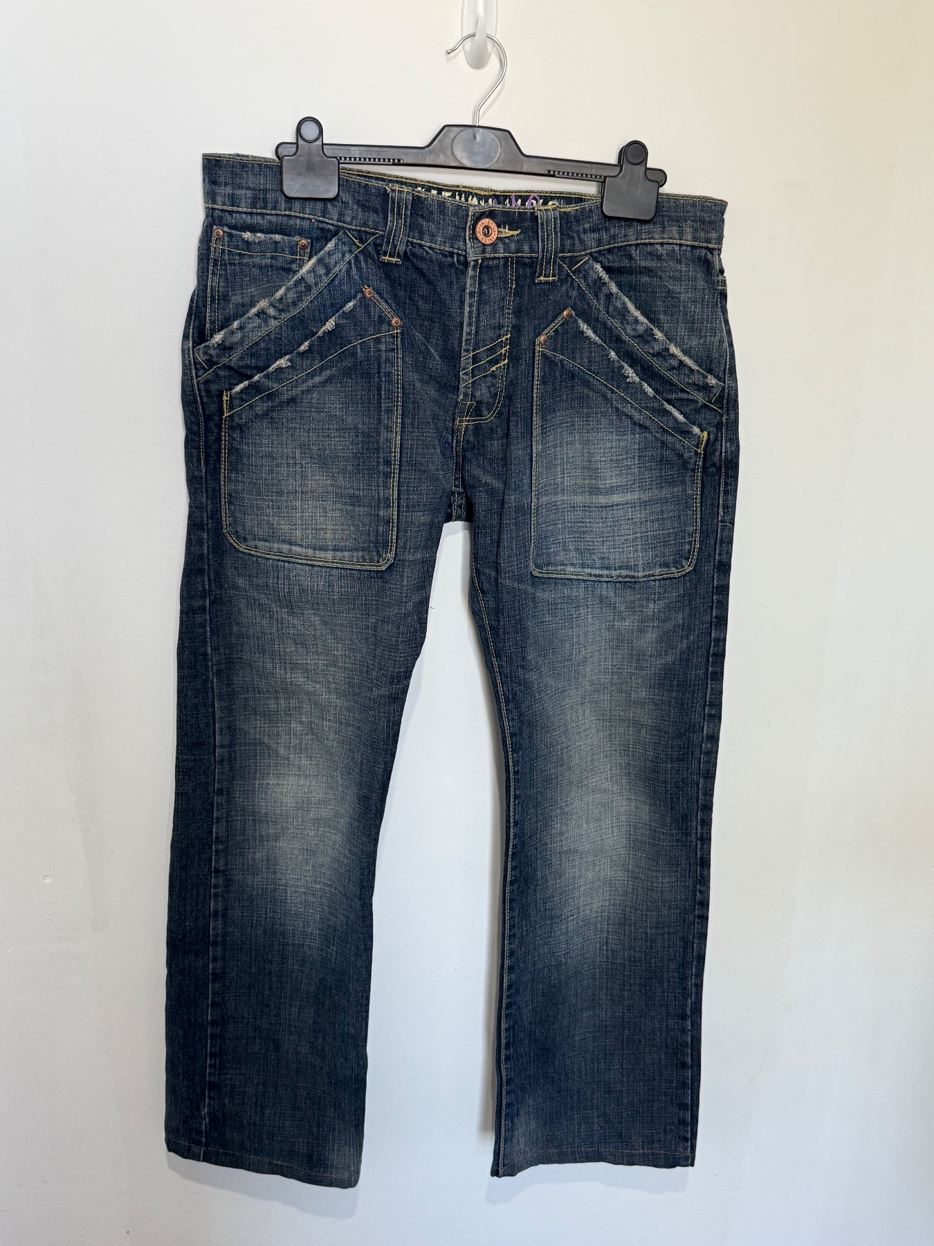 Vintage Y2K Inverso Distressed Straight Leg Jeans w/ Utility Pockets