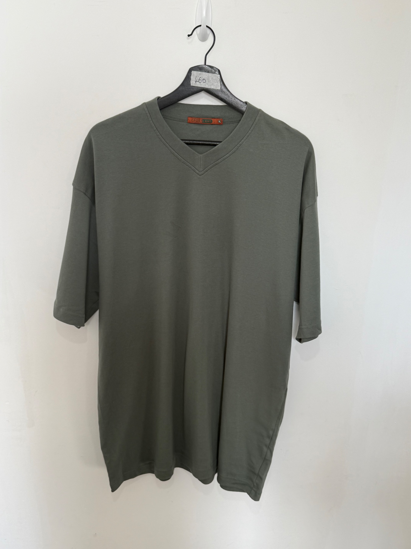 Vintage Portland V-Neck Short Sleeve Top – Olive Sage Green – Size XL