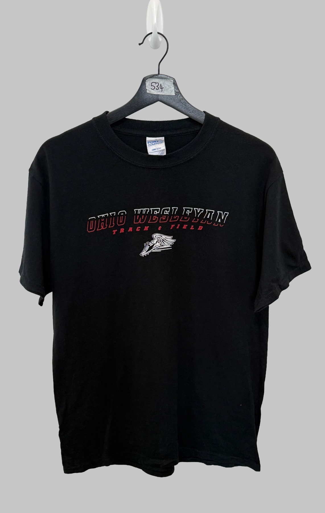 Vintage Ohio Wesleyan Track & Field T Shirt Mens Medium Black Port & Company Tee