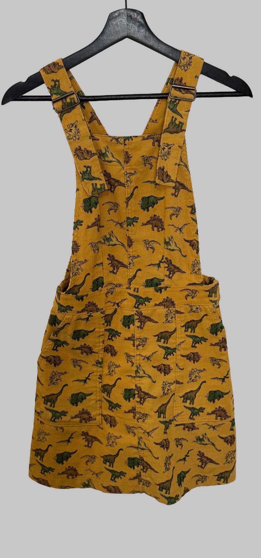 Run & Fly Dinosaur Corduroy Pinafore Dress Mustard Yellow Dungaree Size 8 8R UK