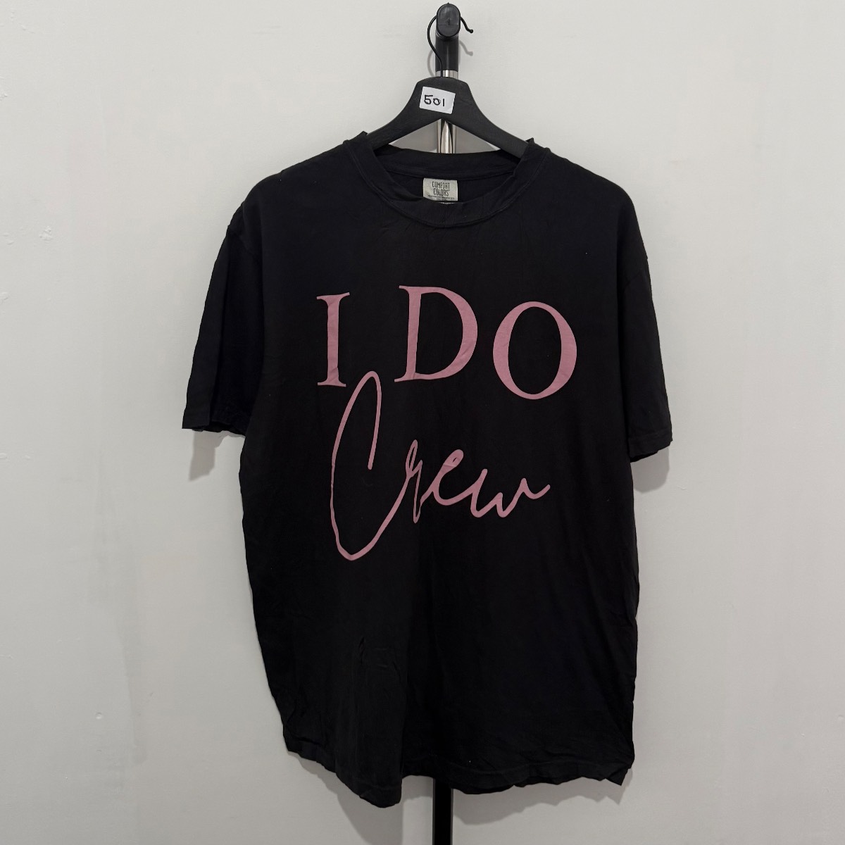 Comfort Colors "I Do Crew" Graphic Tee - Black & Pink - Size L