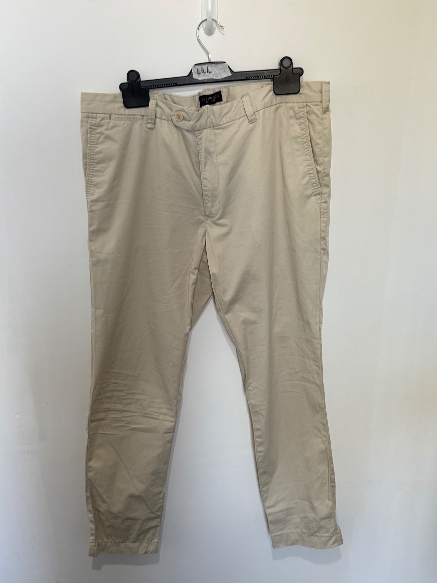 Gutteridge Mens Beige Chino Trousers Italian Cotton Casual Pants W36