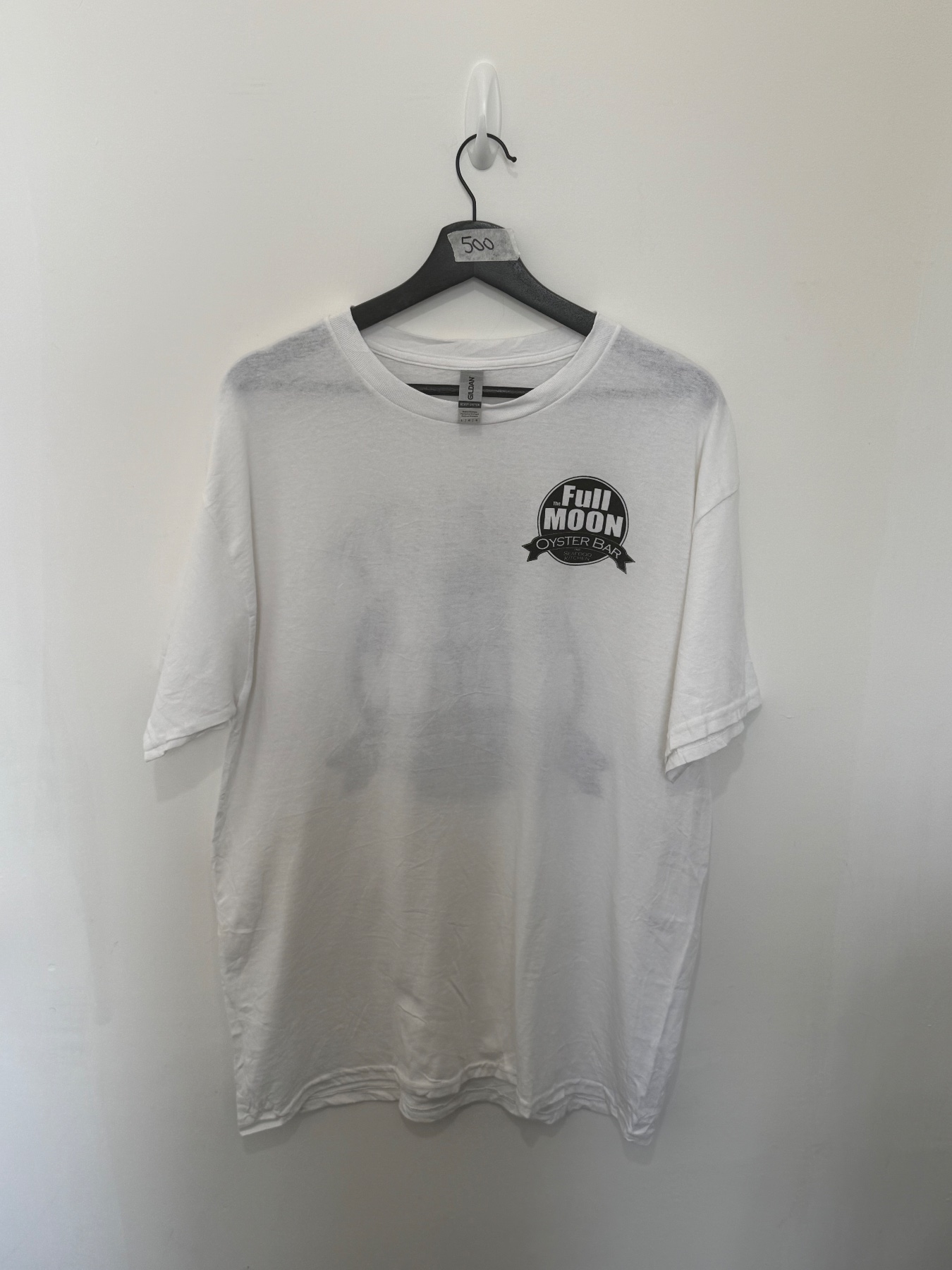Vintage Gildan Full Moon Oyster Bar Seafood T Shirt Mens Size Large White