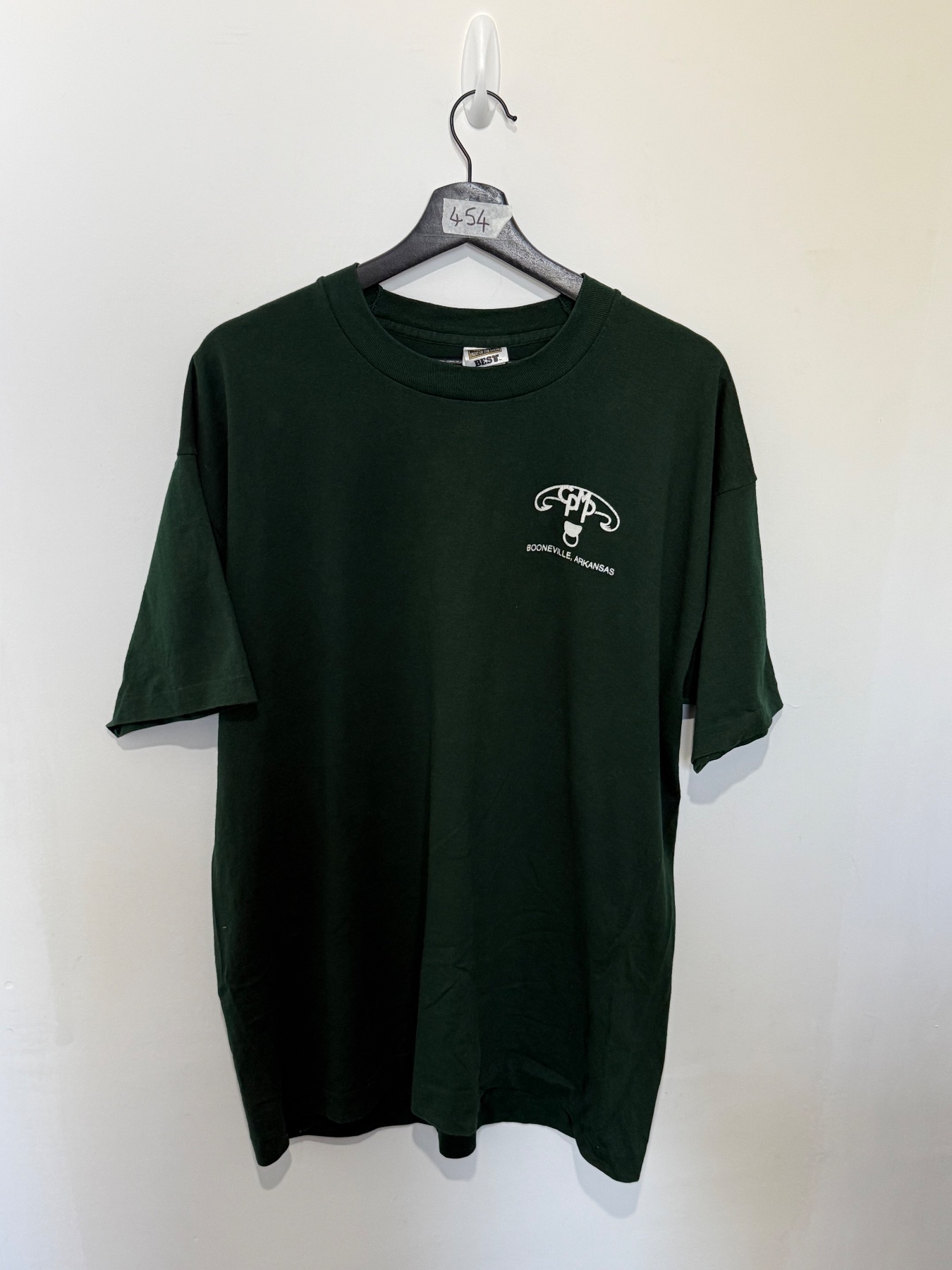 Vintage 90s Fruit of the Loom T Shirt XL Green Made in USA Single Stitch Graphic
