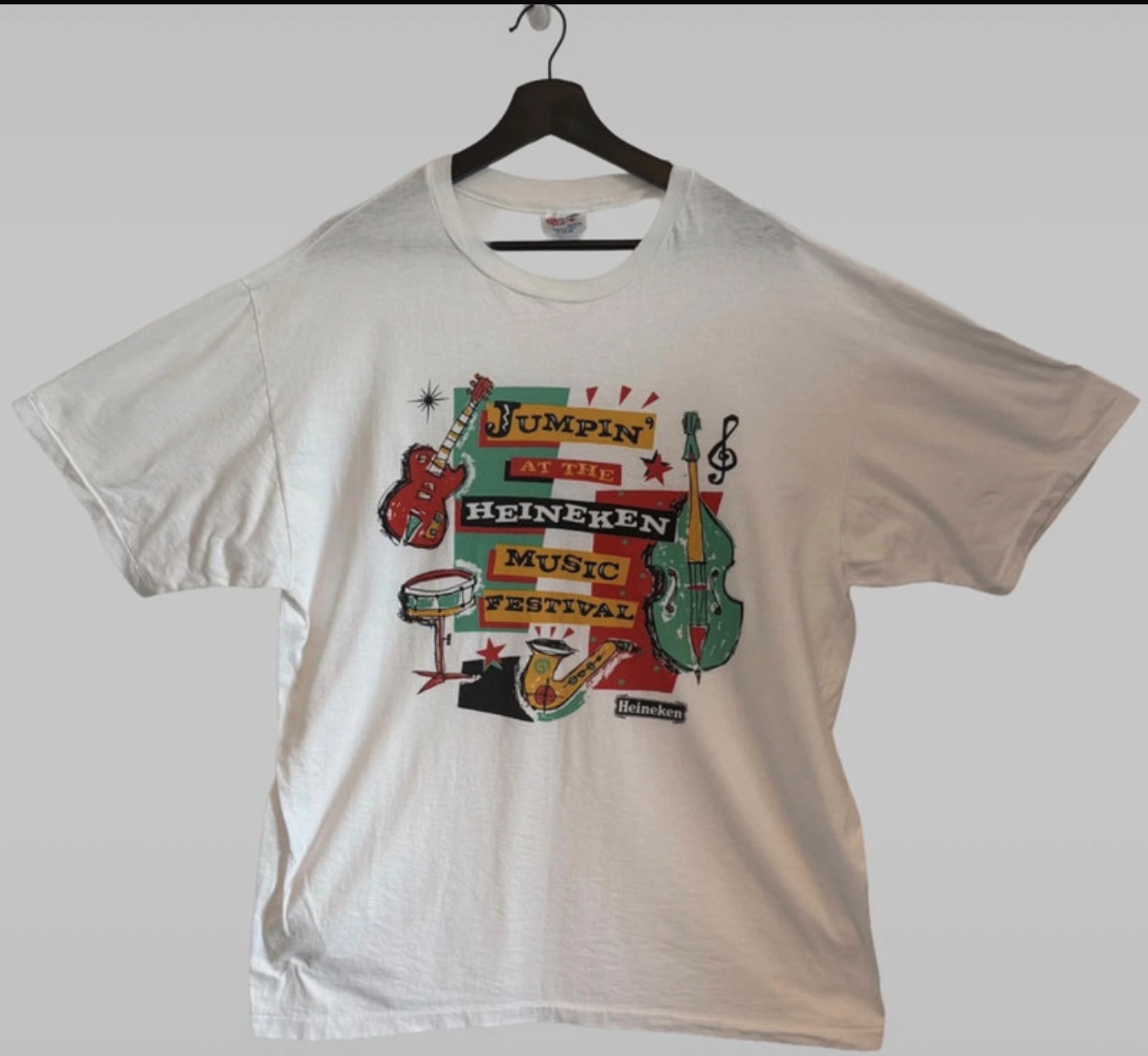 Vintage Hanes "Jumpin' at the Heineken Music Festival" Graphic Tee - White