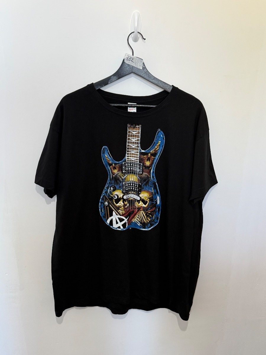 Skull Electric Guitar Graphic T Shirt XXL Black Heavy Metal Rock Anbor Premium