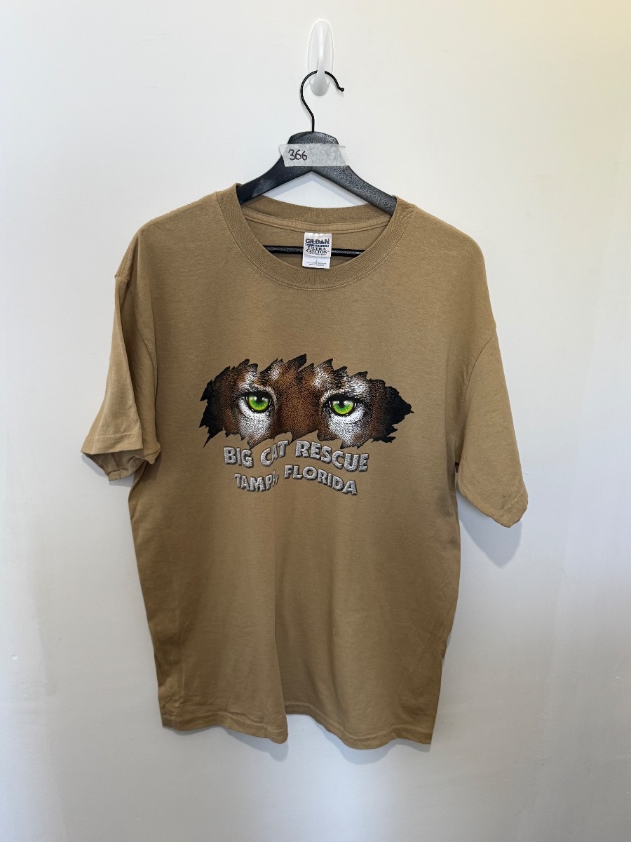 Vintage Big Cat Rescue Shirt Mens Large Tan Graphic Tee Tampa Florida Tiger King