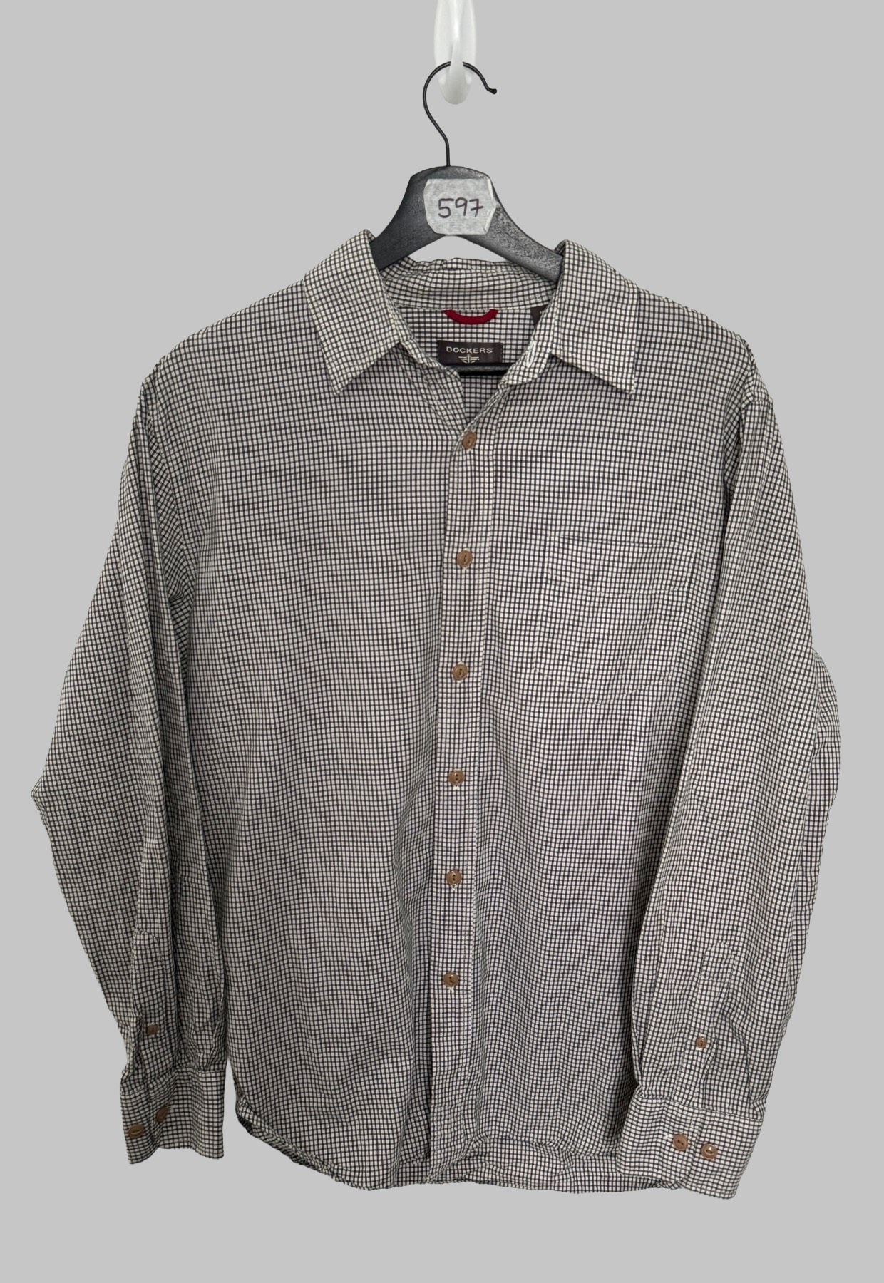 Dockers Mens Shirt XL Blue White Striped Long Sleeve Button Down Cotton Casual