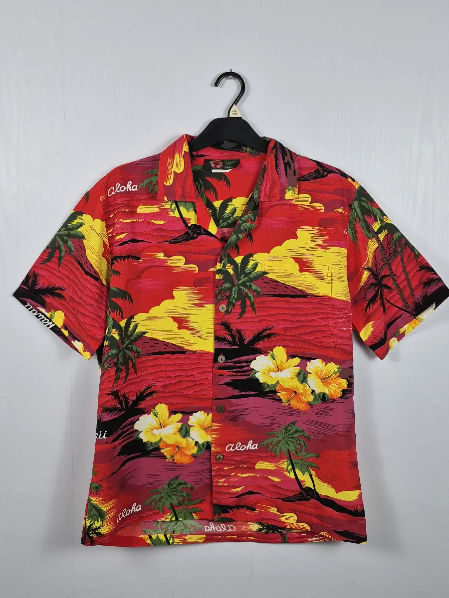 Ali'i Fashions Hawaiian Shirt M Red Tropical Aloha Beach Party Festival Summer