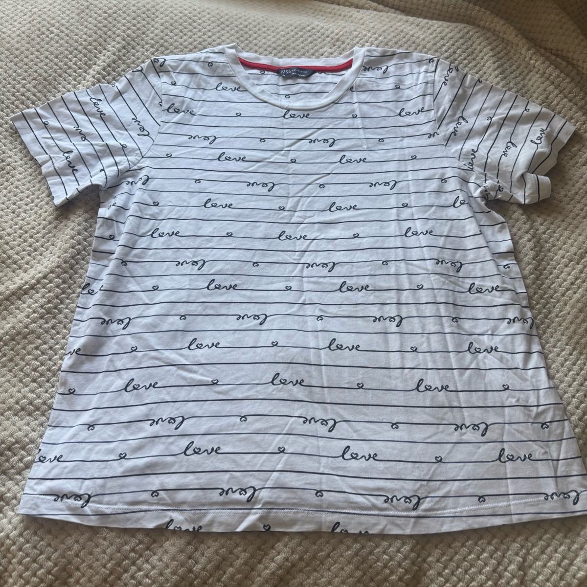 Brand new without tags Marks and Spencer love pattern casual summer cute T-shirt size 16
