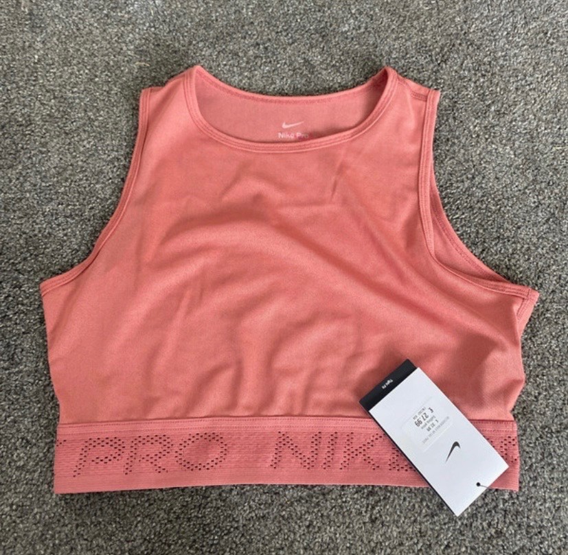 BNWT womans coral Nike pro crop top medium