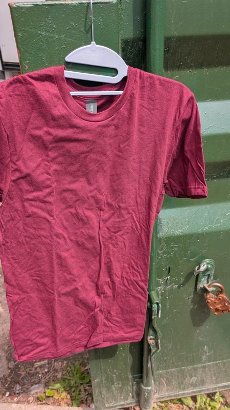Glidan Men's Heavyweight Cotton T-shirt -Crew Neck -Short Sleeves-Burgundy-Size XL - New