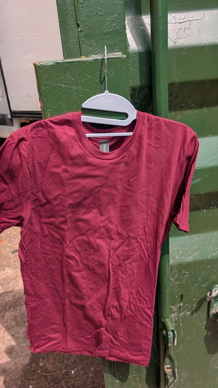 Glidan Men's Heavyweight Cotton T-shirt -Crew Neck -Short Sleeves-Burgundy- Size Small -New