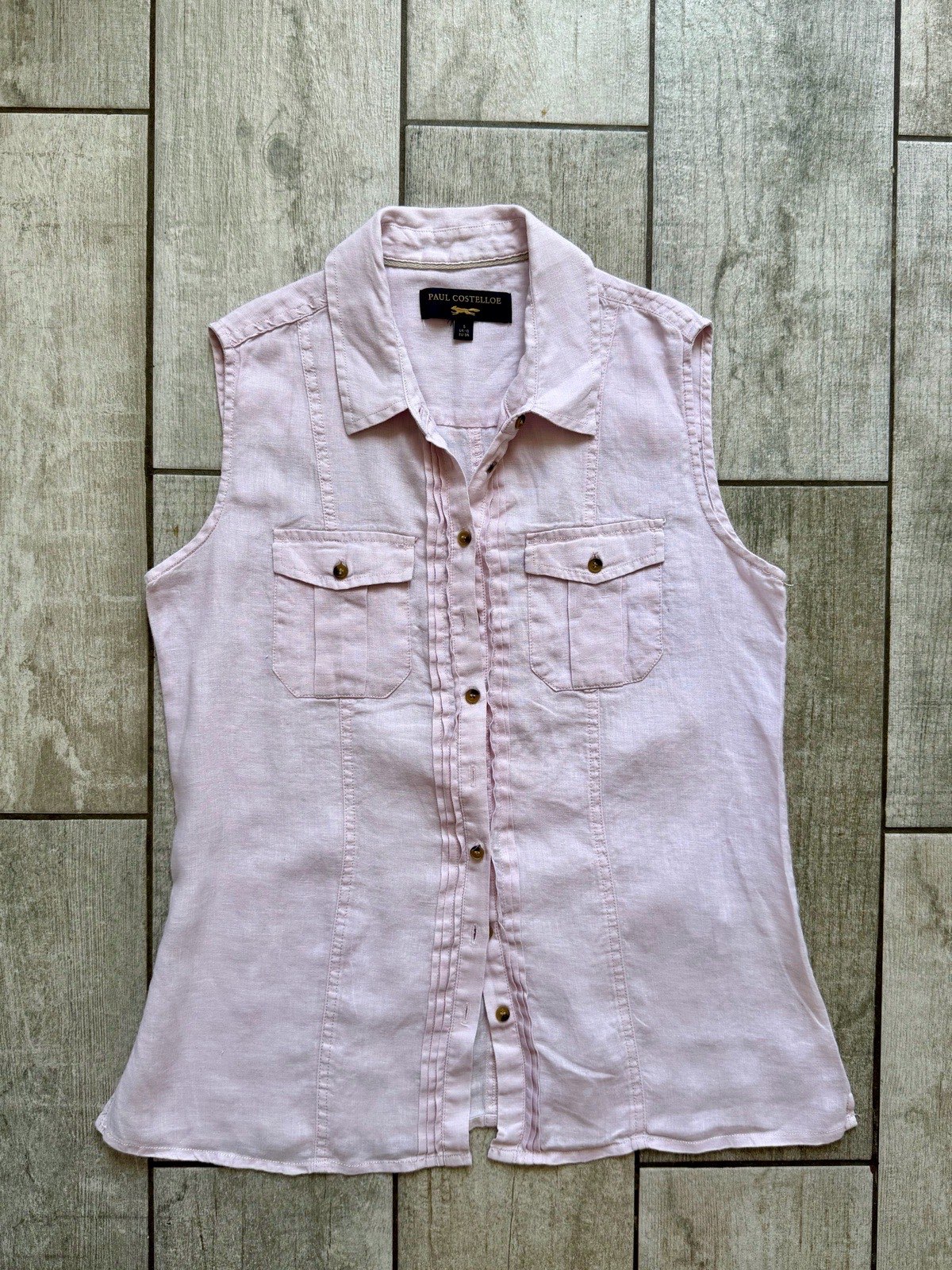 Ladies Paul costelloe linen shirt pink size 10