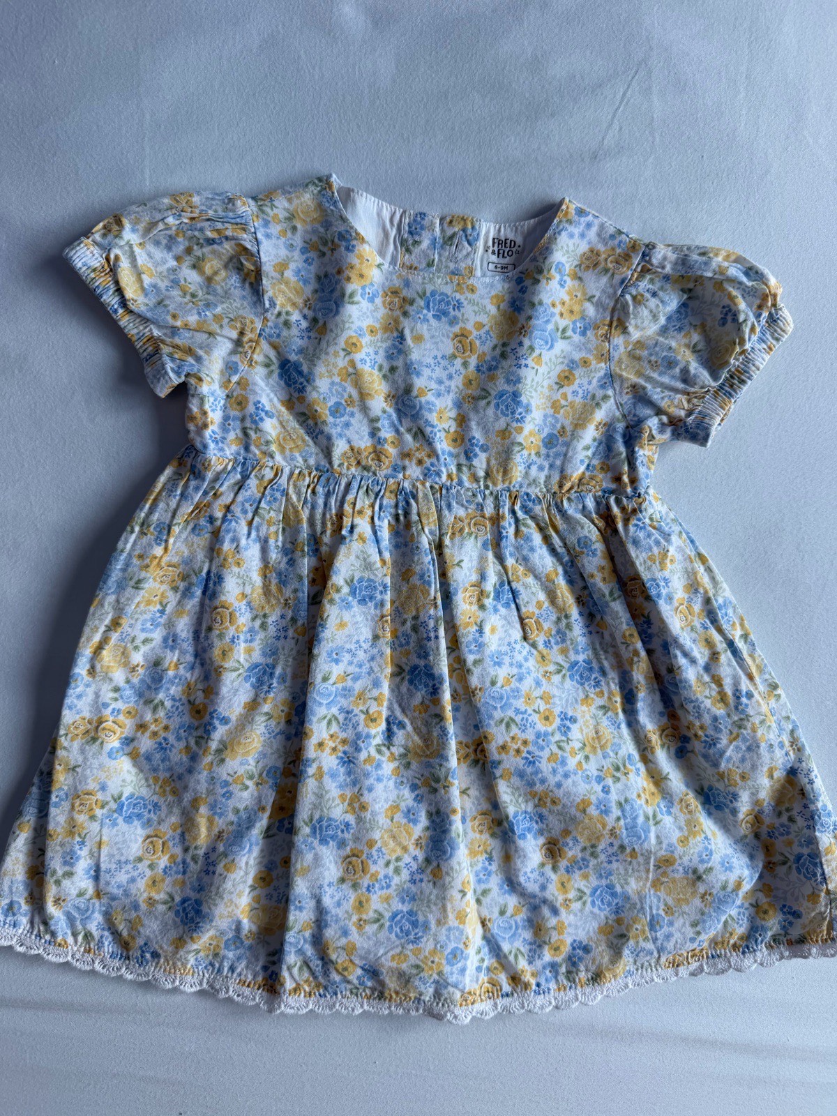 Baby girls blue and yellow summer dress 6-9 months