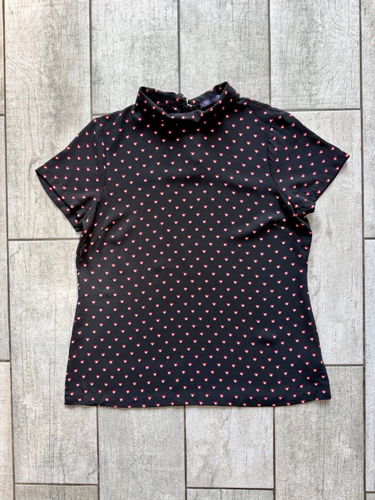 Ladies M&S black/red hearts top size 10