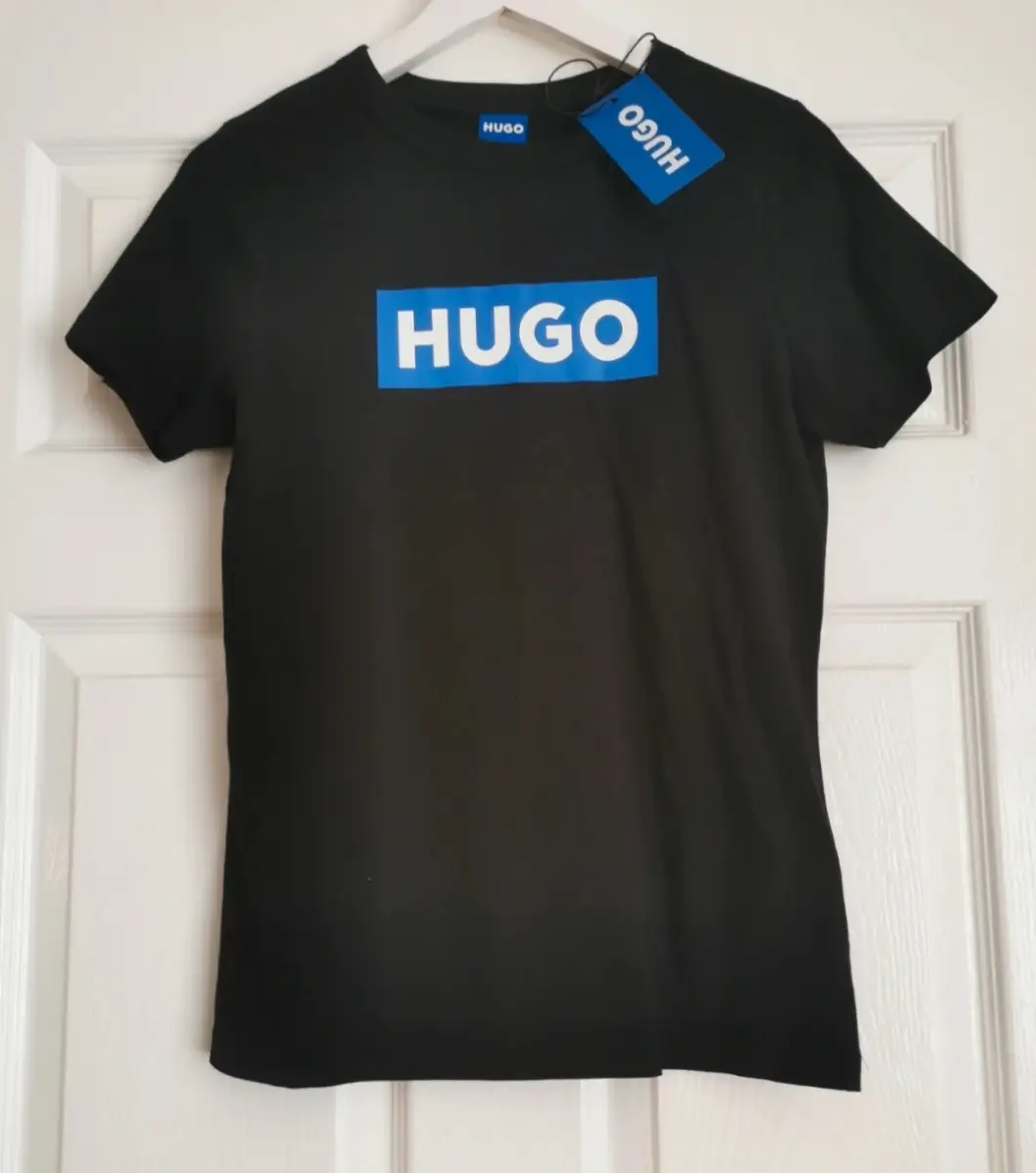 Hugo Blue black print t shirt
