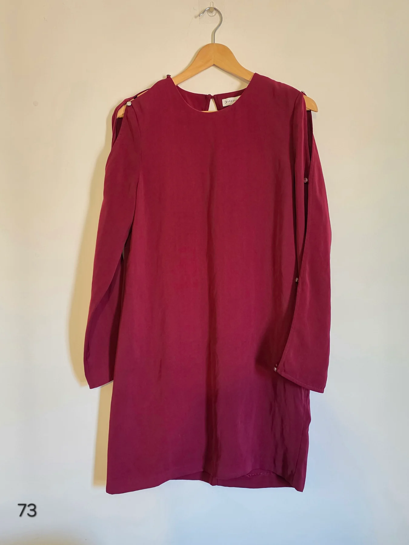 Warehouse Burgundy Diamanté sleeve Dress