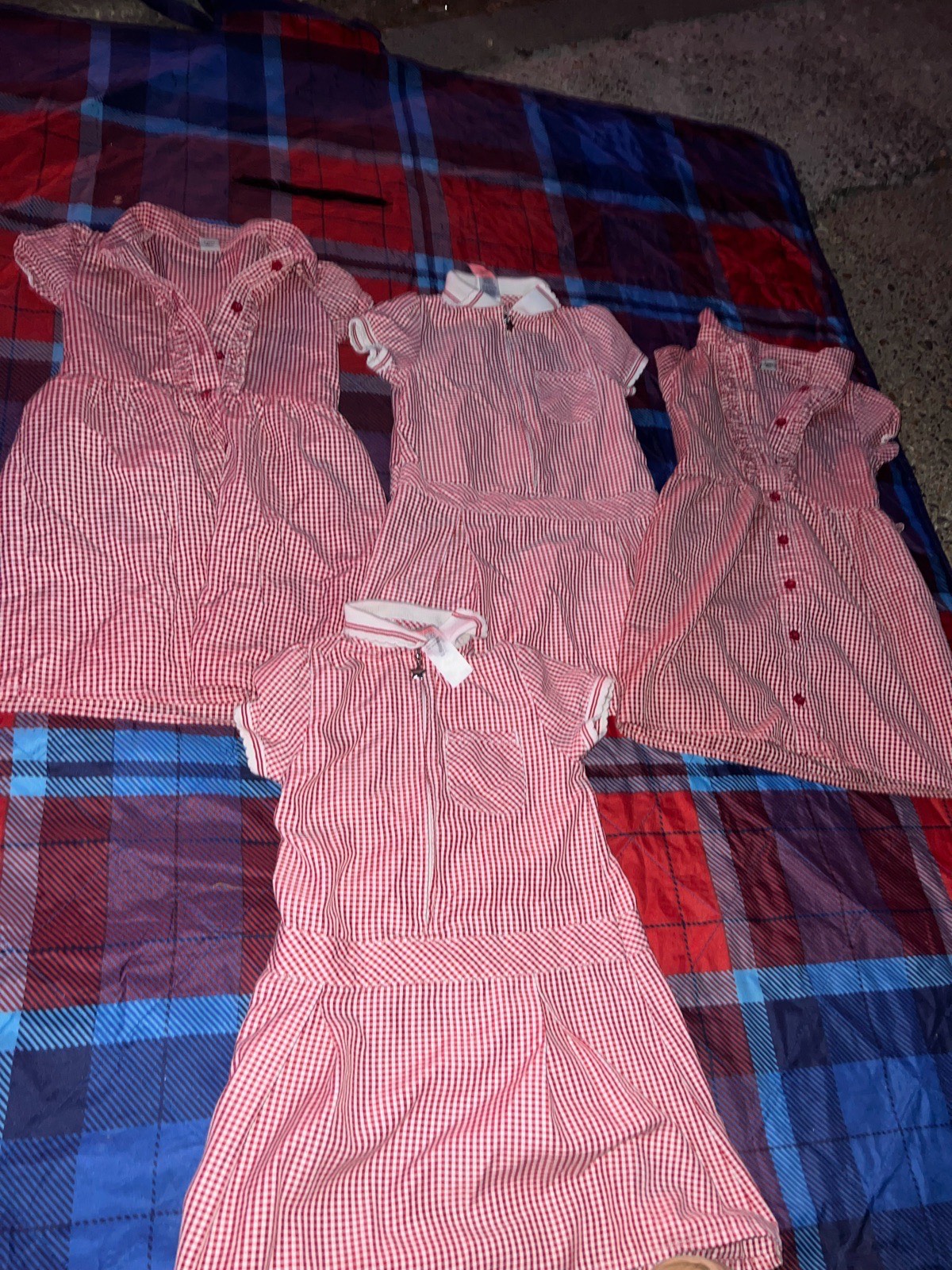 Red and white school dresses, size 4-5 years