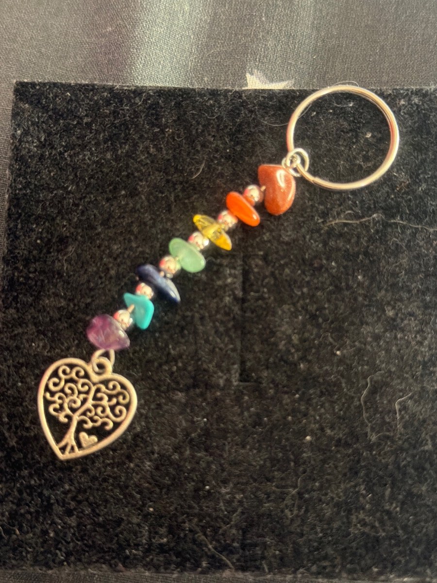 Handmade tree of life crystal keyring