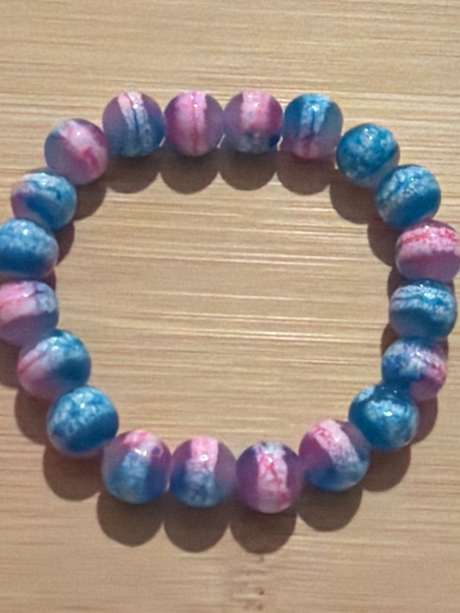 Handmade pink and blue bracelet