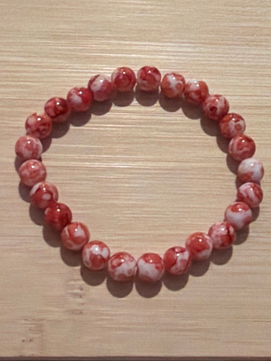 Handmade red and white bracelet