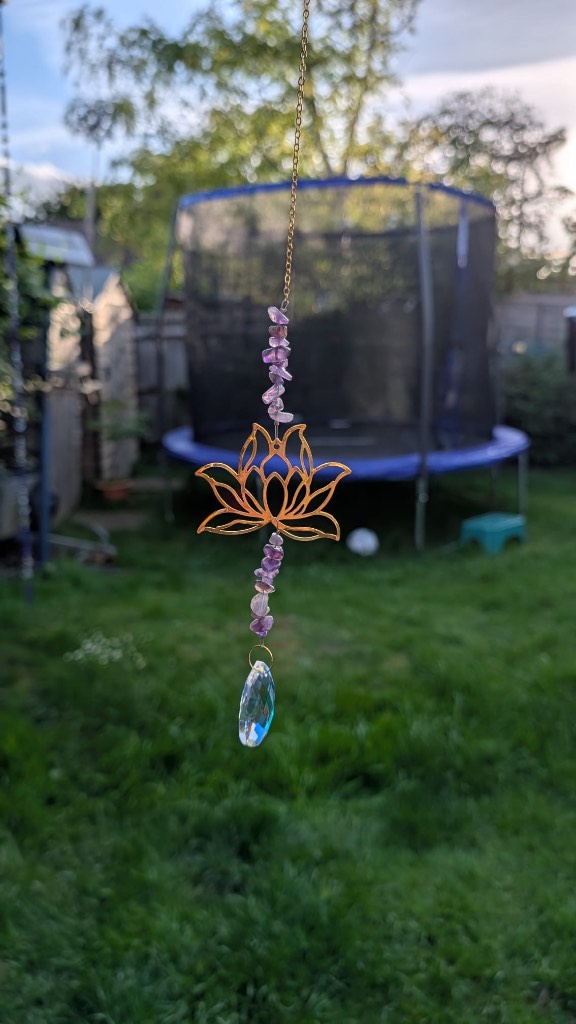 Sun catcher with amethyst crystals